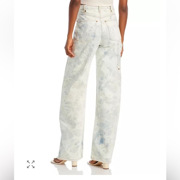 Re/Done Super High Rise Cargos Wide Leg Tie Dye Jeans Cream Blue denim NWT 26 - Picture 2 of 13